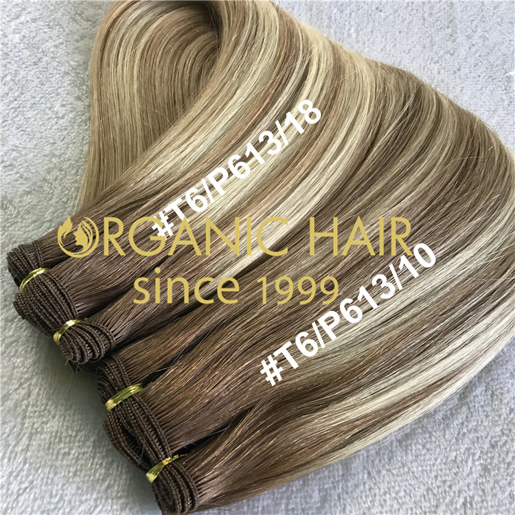 Highlights and piano color hand tied wefts H215